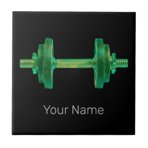 Dumbell Retro Bodybuilder Gym Fitness oder Trainer Fliese