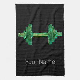 Dumbell Retro Bodybuilder Gym Fitness oder Trainer Geschirrtuch