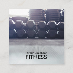 Dumbells Fitness Business Cards Quadratische Visitenkarte
