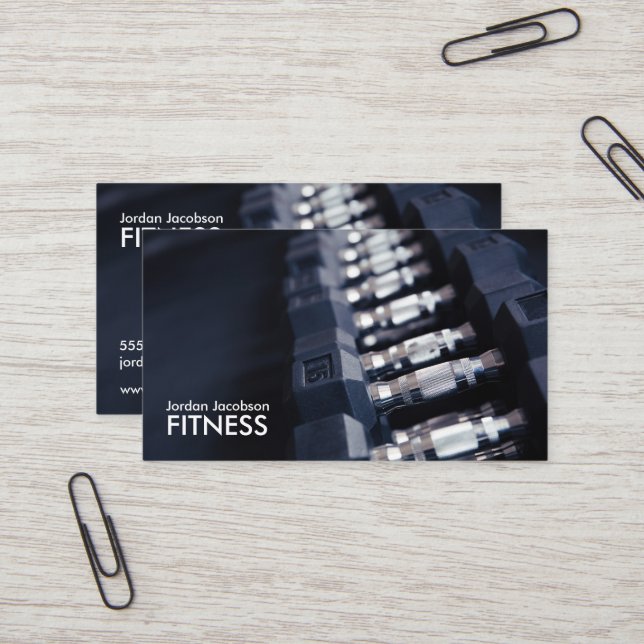 Dumbells Fitness Business Cards Visitenkarte (Vorderseite/Rückseite Beispiel)