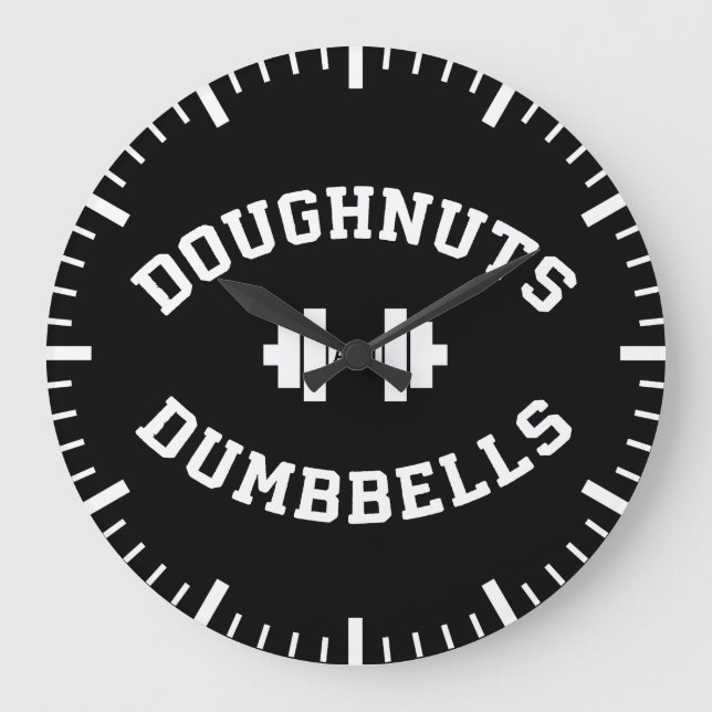 Dumbells und Doughnut - Funny Gym Workout Große Wanduhr (Vorderseite)
