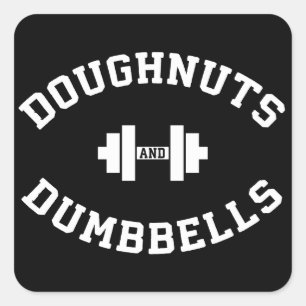 Dumbells und Doughnut - Funny Gym Workout Quadratischer Aufkleber