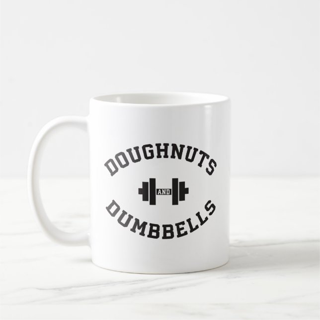 Dumbells und Doughnut - Funny Gym Workout Tasse (Links)