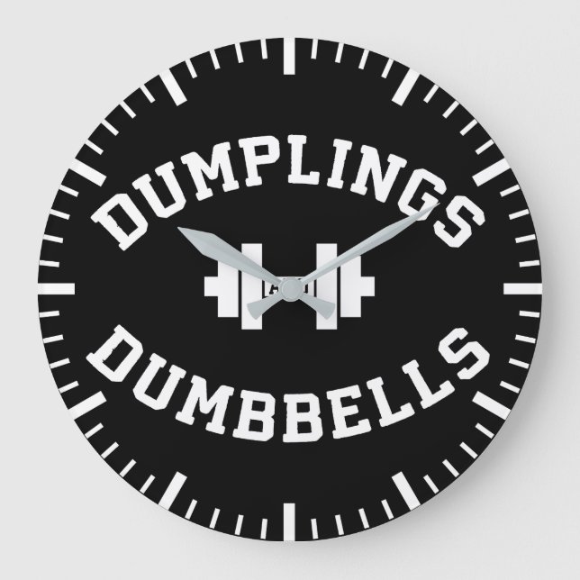 Dumbells und Dumplings - Funny Bulking Novelty Große Wanduhr (Vorderseite)