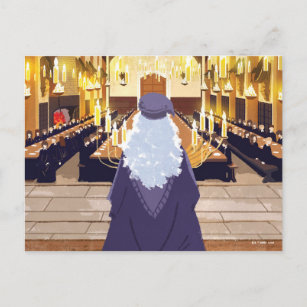 Dumbledore spricht in der Großen Halle der Hogwart Postkarte