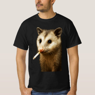 Dumm Cool Lustig Opossum Rauchen Possum Zigarette T-Shirt