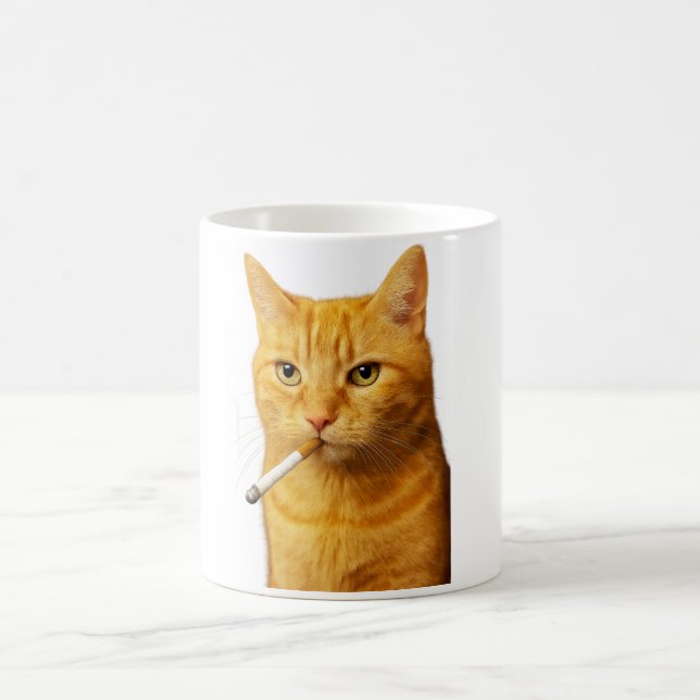 Dumm Cool Lustige Katze Meme Rauchende Katze Zigar Kaffeetasse (Mittel)