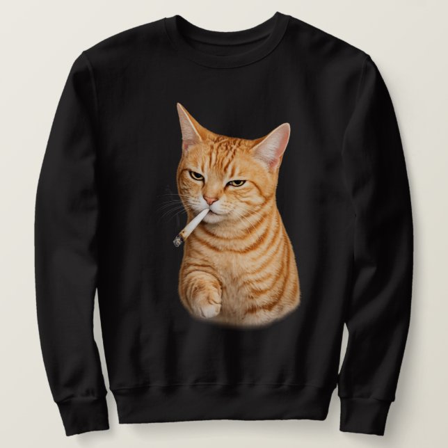 Dumm Cool Lustige Katze Meme Rauchende Katze Zigar Sweatshirt (Design vorne)