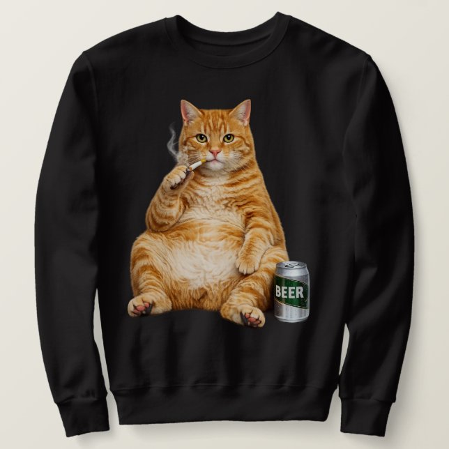 Dumm Cool Lustige Katze Meme Rauchende Katze Zigar Sweatshirt (Design vorne)