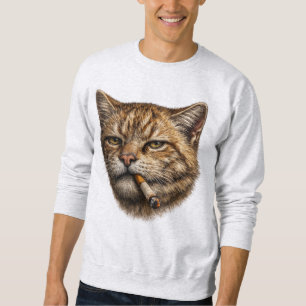 Dumm Cool Lustige Katze Meme Rauchende Katze Zigar Sweatshirt