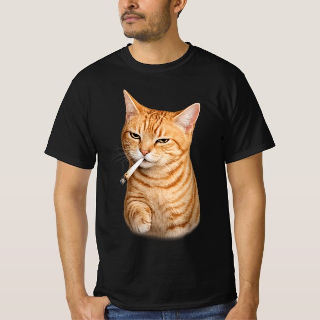 Dumm Cool Lustige Katze Meme Rauchende Katze Zigar T-Shirt (Vorderseite)