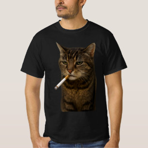 Dumm Cool Lustiger Katzen-Meme Rauchende Katze Zig T-Shirt