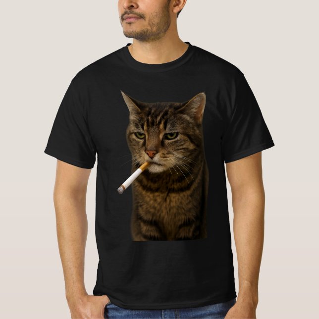 Dumm Cool Lustiger Katzen-Meme Rauchende Katze Zig T-Shirt (Vorderseite)