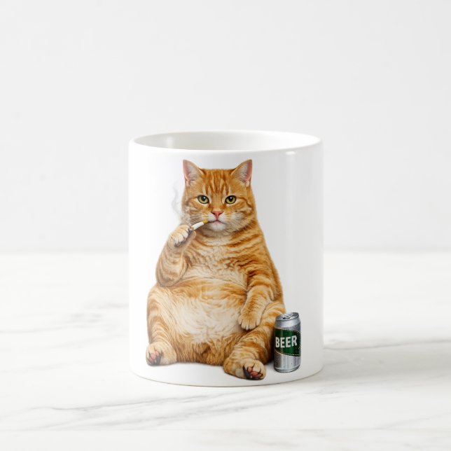 Dumm Coole Lustige Katzen Meme Rauchende Katze Zig Kaffeetasse (Mittel)