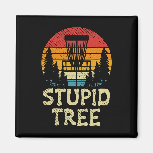 Dummer Baum Disc Golf Korb Retro Frisbee Golfen Magnet (Vorne)