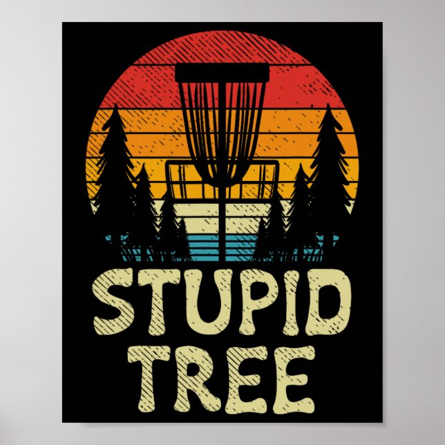 Dummer Baum Disc Golf Korb Retro Frisbee Golfen Poster (Vorne)