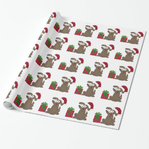 Dummer Cartoon-Hund mit Weihnachtsmannmütze Geschenkpapier