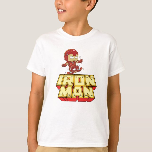 Dummer Chibi-Iron-Man beim Skateboardfahren  T-Shirt (Vorderseite)