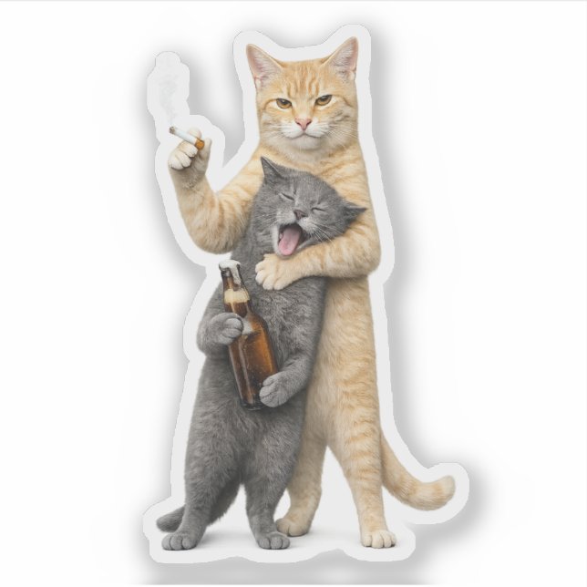 Dummer cooler lustiger Katzen-Meme — rauchende Kat Aufkleber (Vorderseite)