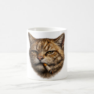Dummer Cooler Lustiger Katzen-Meme Rauchende Katze Kaffeetasse