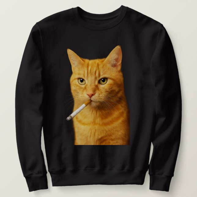 Dummer Cooler Lustiger Katzen-Meme Rauchende Katze Sweatshirt (Design vorne)