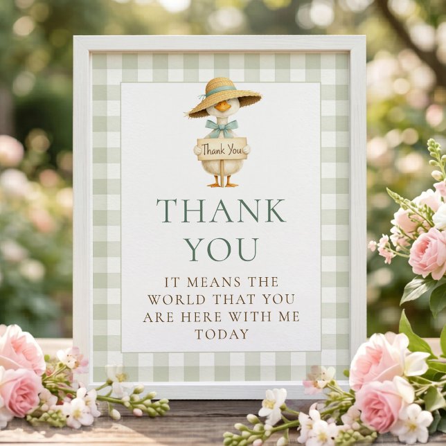 Dummer Gans1 Gingham Dankeschön Baby Shower Schild (Von Creator hochgeladen)