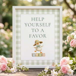 Dummer Gans1 Gingham Gefallen Baby Shower Schild