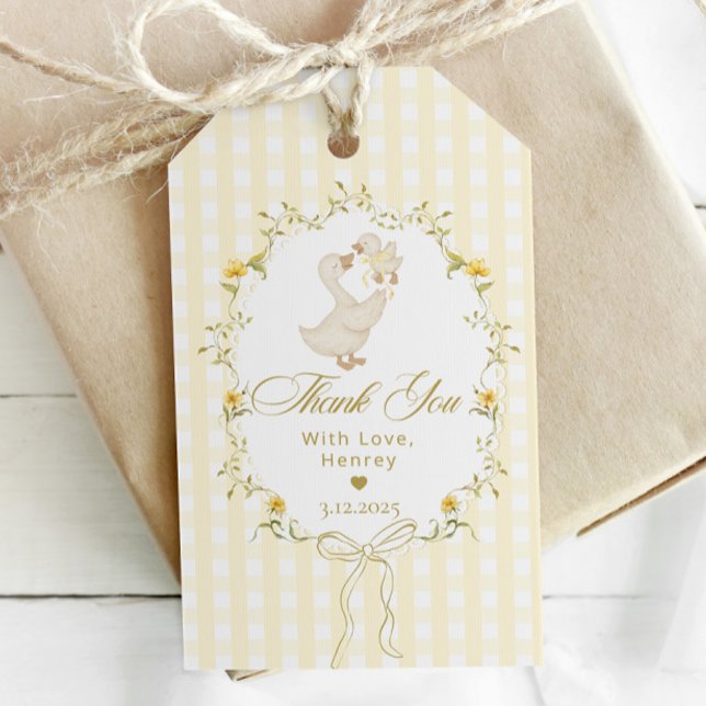 Dummer Gans1 Gingham Kinder Geburtstag Frühling Da Geschenkanhänger (Von Creator hochgeladen)