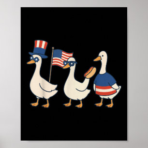 Dummer Gans Amerikanische Flagge Lustiges Meme 4. Poster