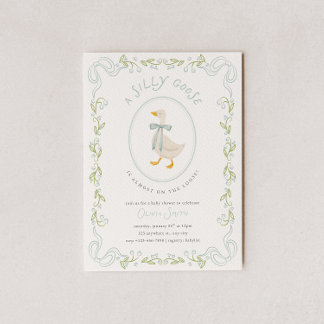 Dummer Gans Baby Shower Einladung Blaue Blumen