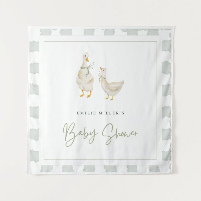Dummer Gans Baby Shower Geschlechtsneutraler Gingh Wandteppich (Vorderseite)