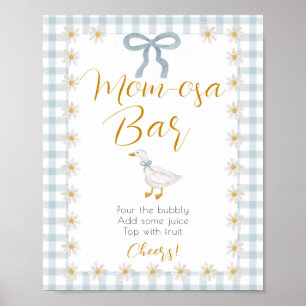 Dummer Gans Blau Gingham Baby Shower Mimosa Schild