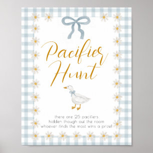 Dummer Gans Blau Gingham Baby Shower Schnuller Jag Poster
