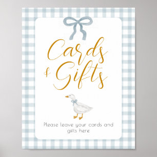 Dummer-Gans-Blau-Gingham-Karten-Geschenke-Tischsch Poster