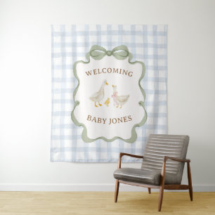 Dummer-Gans-Blaue-Baby-Party-Banner Wandteppich