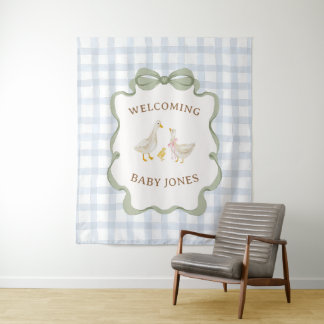 Dummer-Gans-Blaue-Baby-Party-Banner Wandteppich
