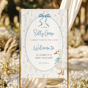 Dummer Gans Blaue Schleife Florale Babyparty Begrü Banner