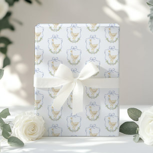 Dummer Gans Blaues Bogen-Wappen Vintage-Baby-Party Geschenkpapier