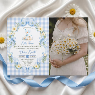 Dummer Gans Blaues Schleifen-Jungen-Baby-Shower-Ei Einladung
