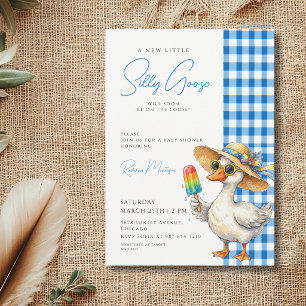Dummer Gans Blaukarierter Hut Eis-Baby-Party Einladung