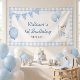 Dummer Gans Blaukarierter Jungengeburtstag Banner