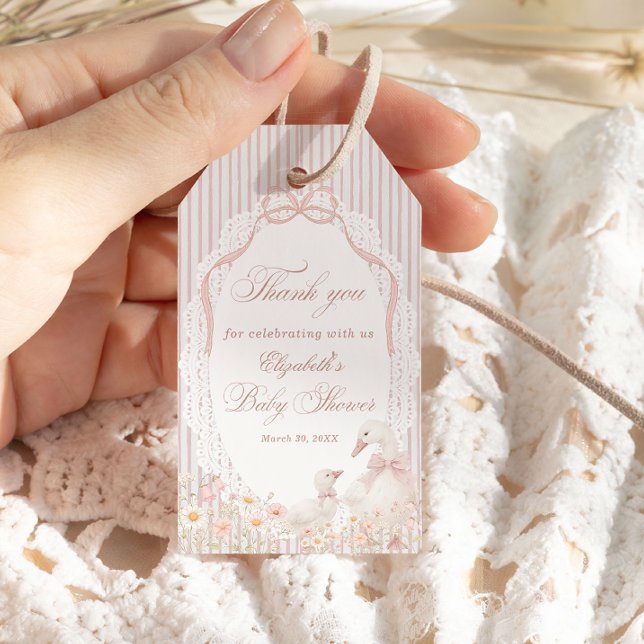 Dummer-Gans-Blumenmädchen-Baby-Shower-Dankeschön Geschenkanhänger (Von Creator hochgeladen)