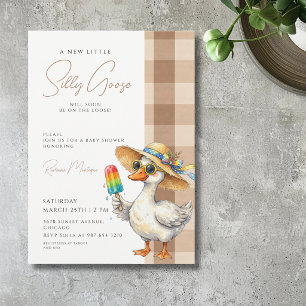 Dummer Gans Braun Gingham Hut Eis Baby Shower Einladung