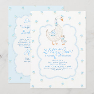 Dummer Gans Elegant Blaue Babyparty Alles in Einem Einladung