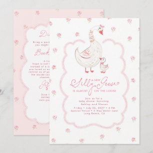 Dummer Gans Elegant Rosa Babyparty Alles in Einem Einladung