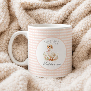 Dummer Gans Eleganter Rosa Mädchen Custom Name Kaffeetasse