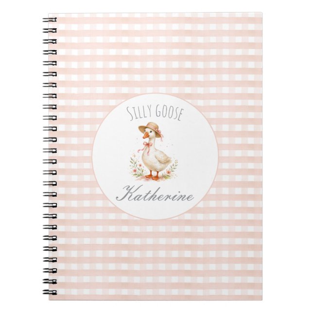 Dummer Gans Eleganter Rosa Mädchen Custom Name  Notizblock (Vorderseite)