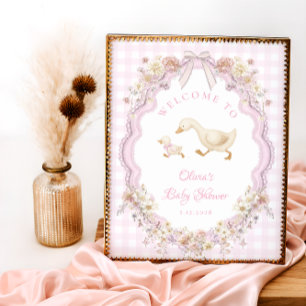 Dummer Gans Floral Mädchen Baby Shower Begrüßung Poster