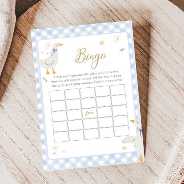 Dummer Gans Gingham-Baby-Shower-Bingo-Spiel (Silly Goose Baby Shower Game)