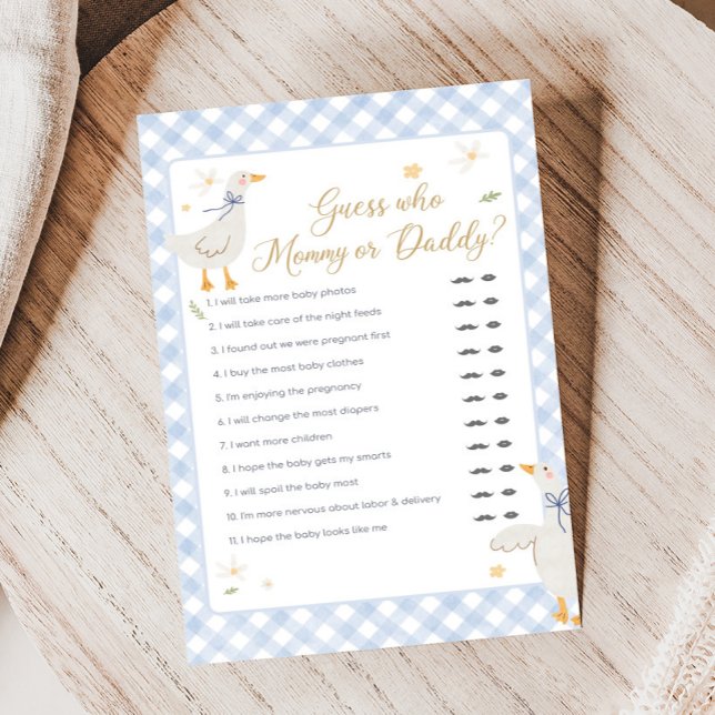 Dummer Gans Gingham Baby Shower Rate Mal Spiel (Silly Goose Baby Shower Game)